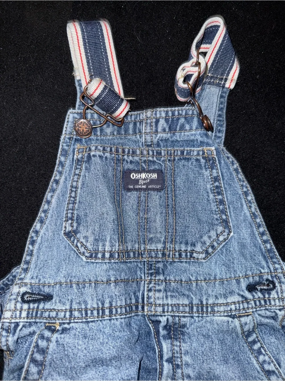 OshKosh B'gosh Light Blue Denim Overalls with Striped Adjustable Straps
